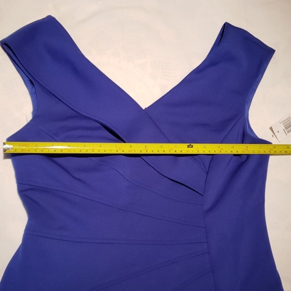 NWOT-Maggy London Ruched Dress w/Faux Wrap Bottom - Picture 7 of 9